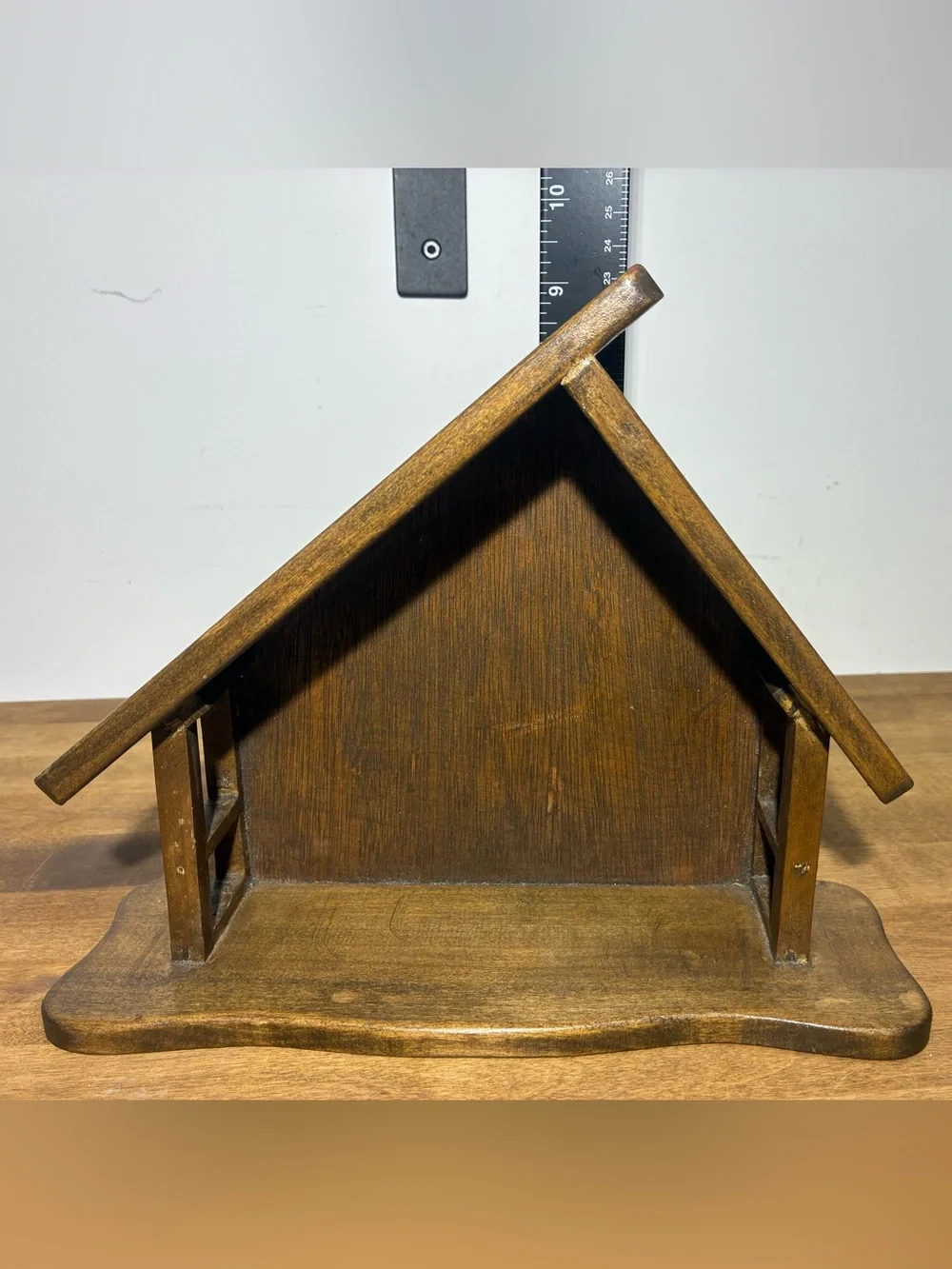 Vintage Wooden Nativity Stable Creche Manger Rustic Christmas Decor 10.5”